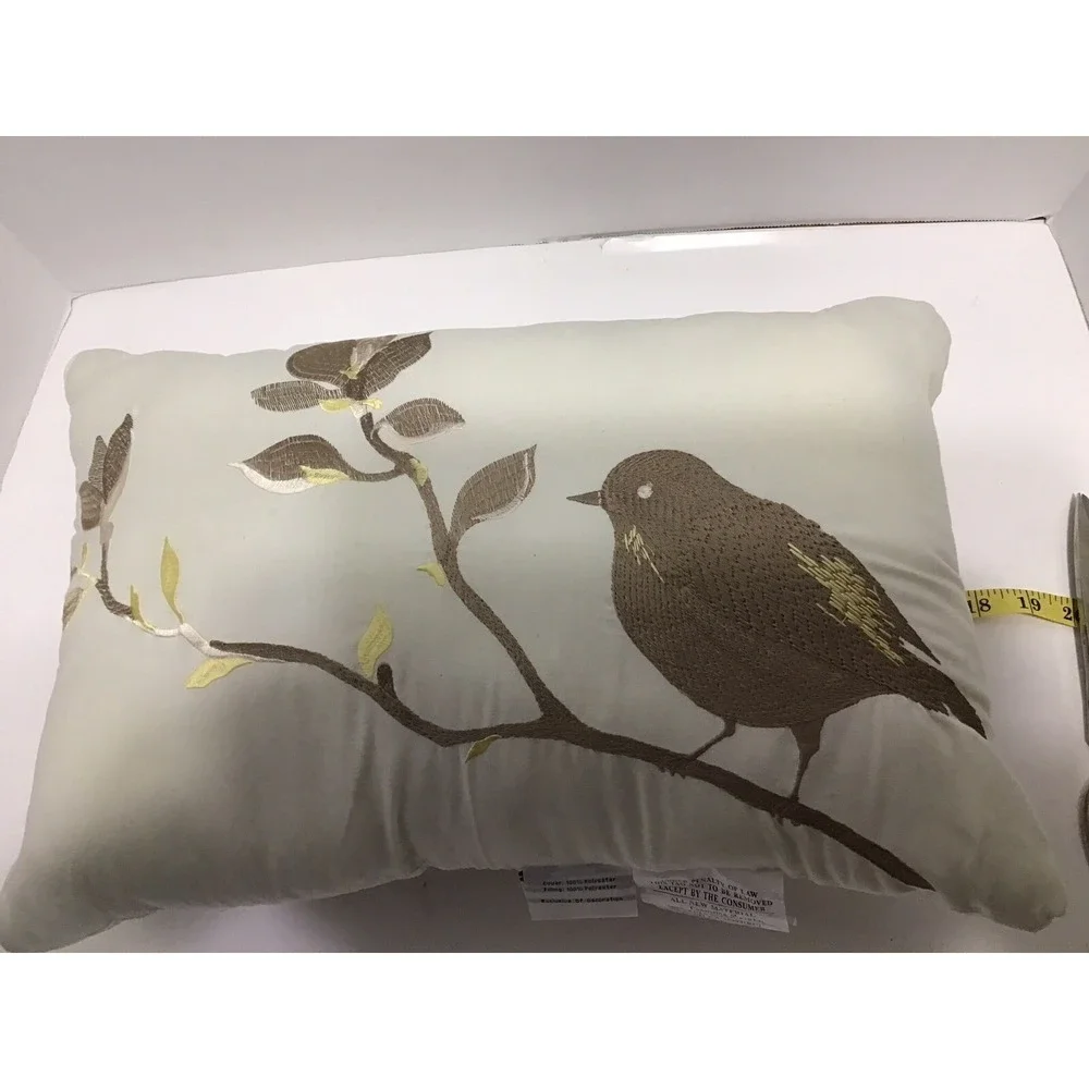 Madison Park Essentials Decorative White Pillow With Bird Appliqué In Gold 18X11